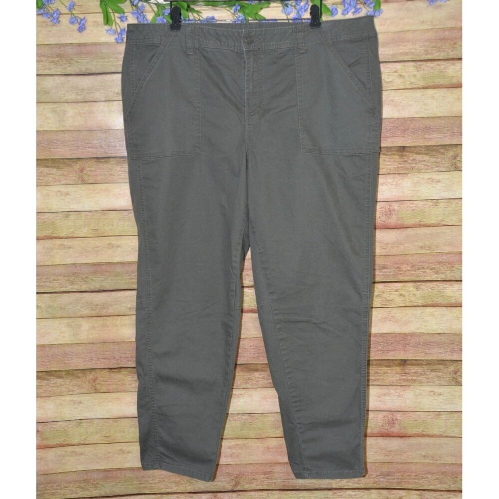 Lane Bryant Plus Size 24 Olive Army Green Straight Leg Pant Jean Pockets Stretch